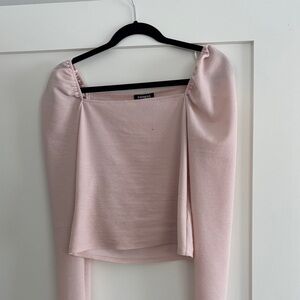 Express Women's Light Pink Square Neck Blouse